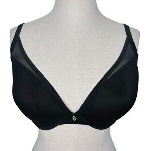 ThirdLove 24/7 Classic Contour Plunge Bra sz 34E * Uplift Black Mesh Overlay